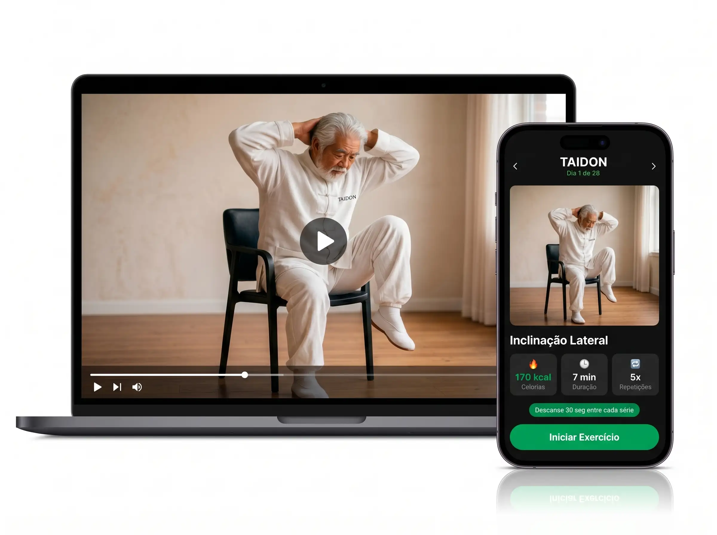 Mockup de laptop e celular mostrando app